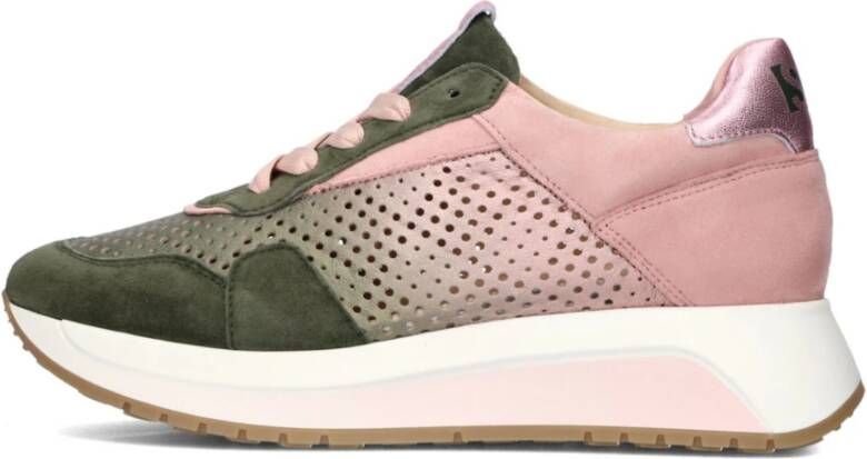 Softwaves Roze en Groene Leren Sneakers Multicolor Dames