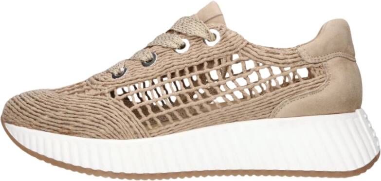 Softwaves Trendy Lage Sneakers Beige Dames