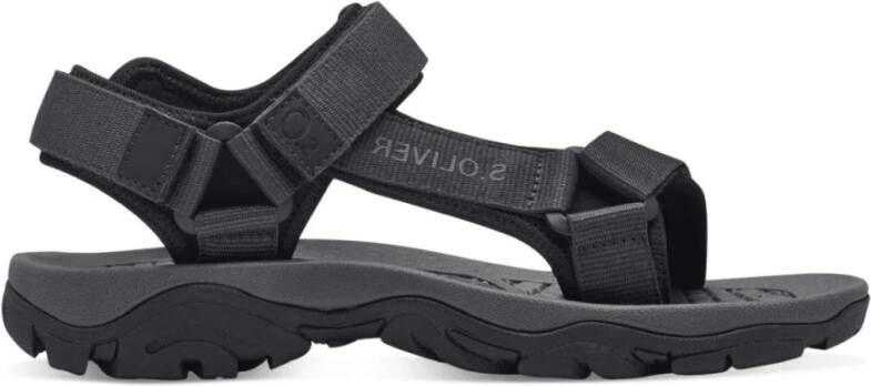 s.Oliver Zwarte Casual Open Platte Sandalen Black Heren