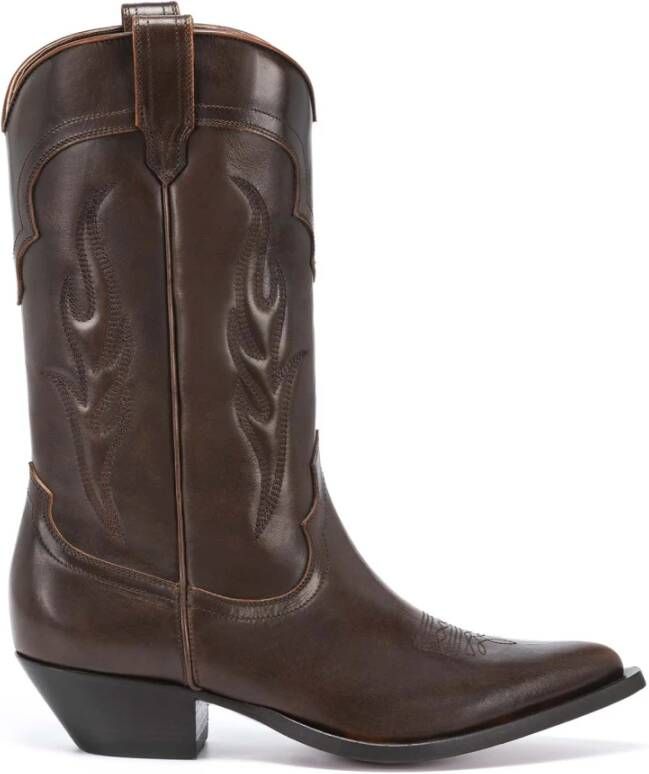 Sonora Bruine Vacchetta Cowboy Laarzen met On Tone Borduursel Brown Heren