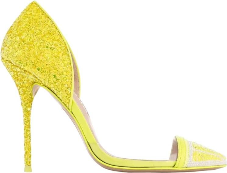 Sophia Webster Gele Limoen Kristal Stiletto Hakken Yellow Dames