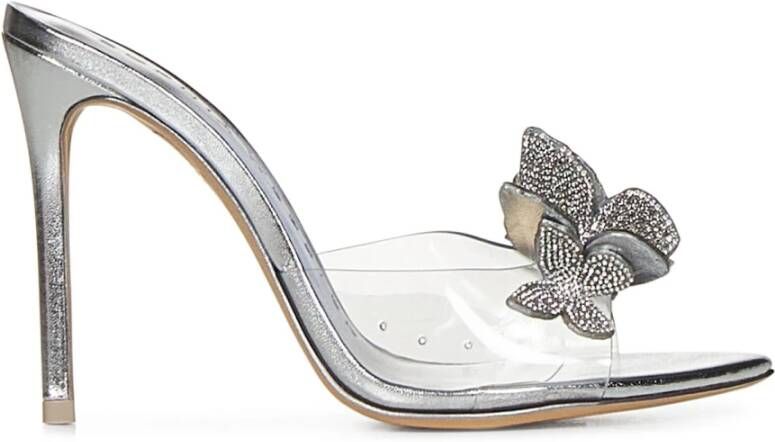 Sophia Webster Zilveren Stiletto Sandalen met Kristallen Vlinders Gray Dames