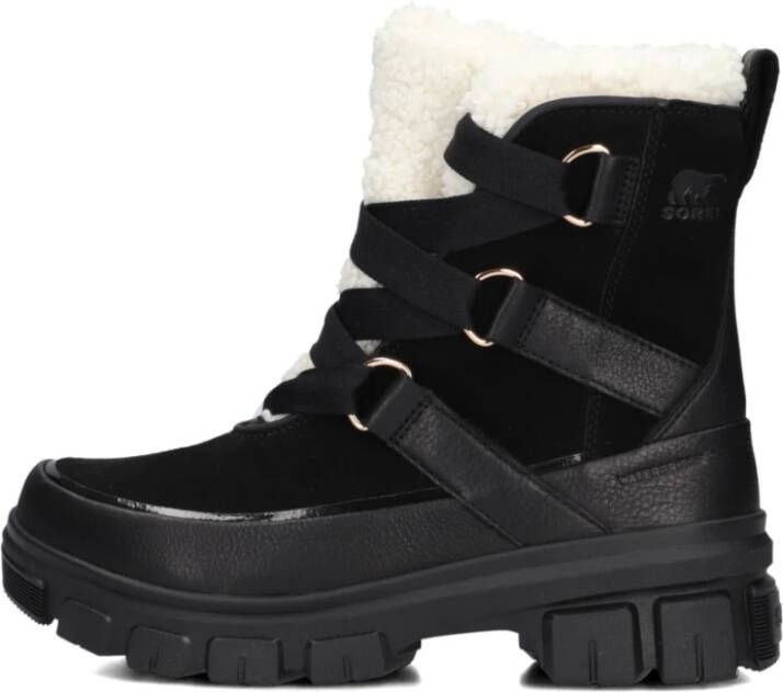 Sorel Elegante Zwarte Leren Laarzen Black Dames