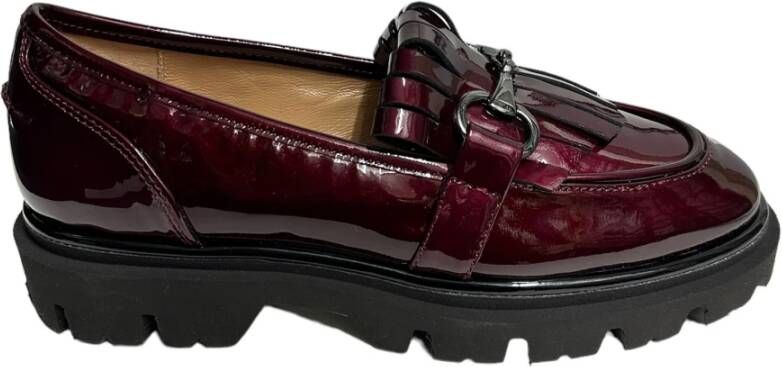 Status Bordeaux Patent Loafers met Franje Red Dames