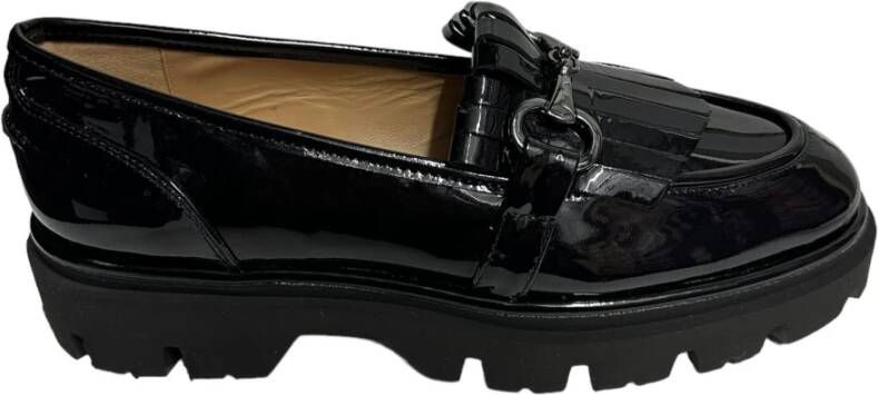 Status Zwarte Lakloafer met Gesp en Franje Black Dames