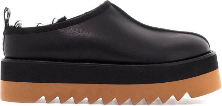 Stella Mccartney Eco-leer Flatform Muiltjes met Stoffen Rand Black Dames