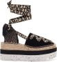 Stella Mccartney Gaia Wedge Espadrilles met Logoed Linten Beige Dames - Thumbnail 1