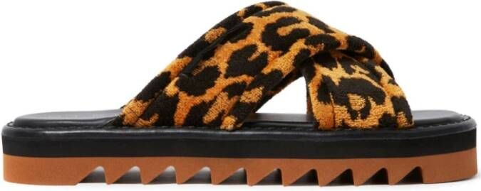 Stella Mccartney Luipaardprint Open Teen Sandalen Brown Dames