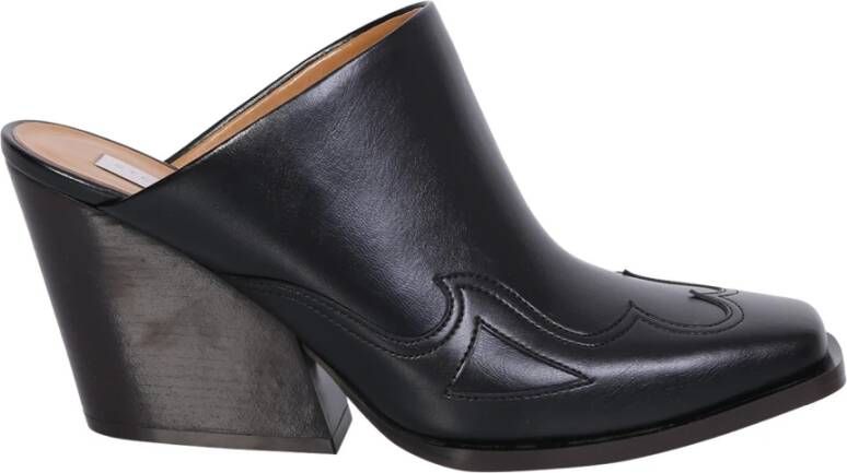 Stella Mccartney Zwarte vierkante teen Cubaanse hakken Black Dames