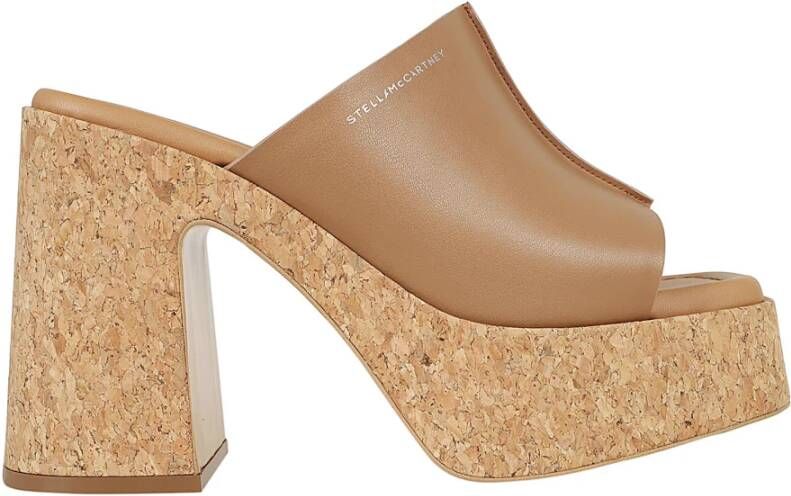 Stella Mccartney Bruine Kurk Platform Muiltjes Brown Dames