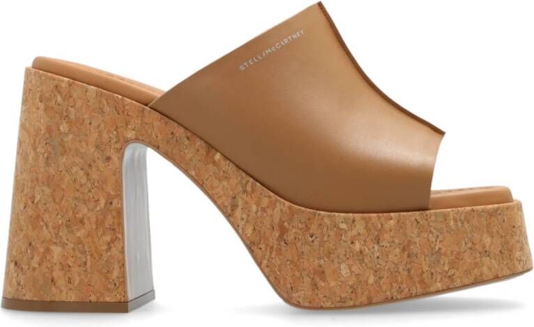 Stella Mccartney Bruine Kurk Platform Muiltjes Brown Dames