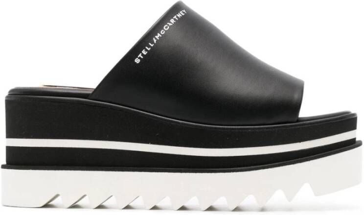 Stella Mccartney Zwarte Platform Slip-On Sandalen Black Dames