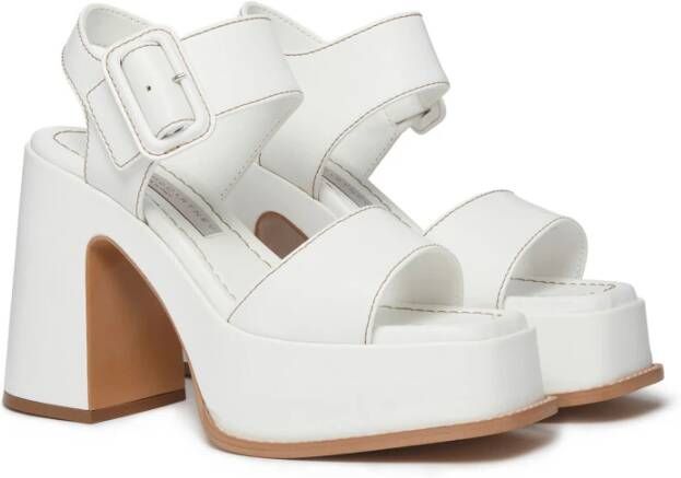 Stella Mccartney Witte Nep Leren Plateau Sandalen White Dames