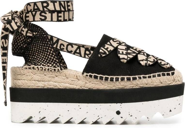 Stella Mccartney Zwarte Plateau-Espadrilles met Enkelband Black Dames