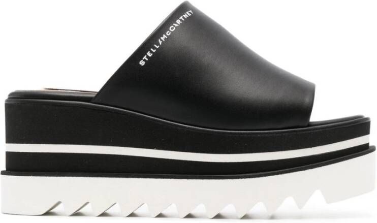 Stella Mccartney Zwarte Platform Slip-On Sandalen Black Dames