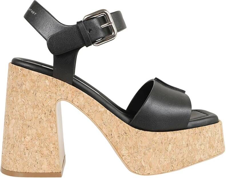 Stella Mccartney Zwarte Sandaal met Dikke Hak en Enkelband Black Dames