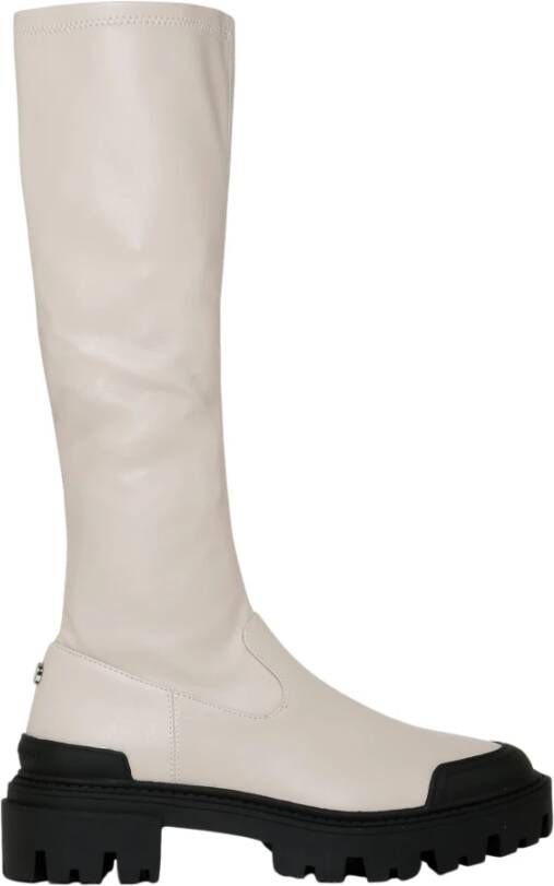 Steve Madden Ecopelle Elastische Laars in Panna White Dames