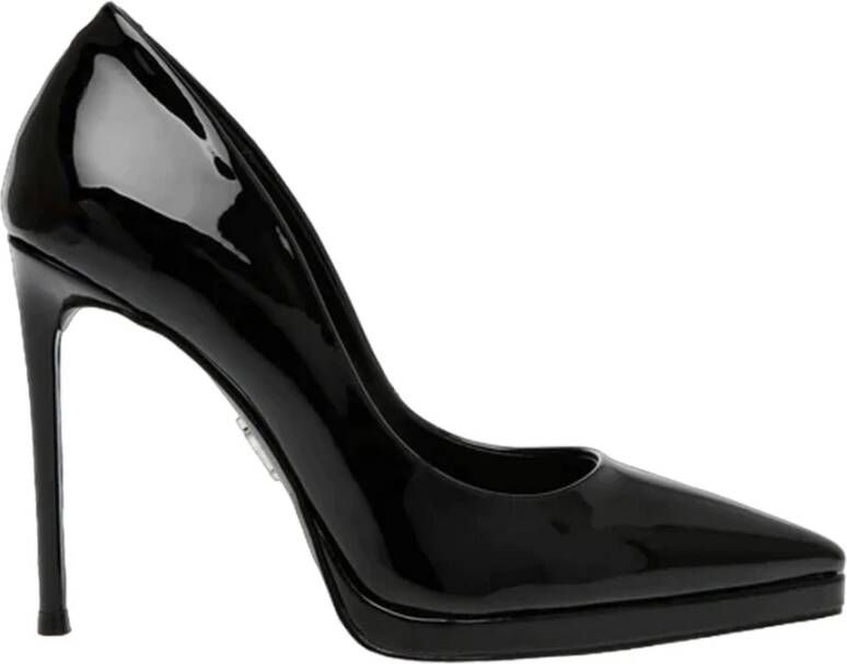 Steve Madden Zwarte platte schoenen met glanzende afwerking Black Dames