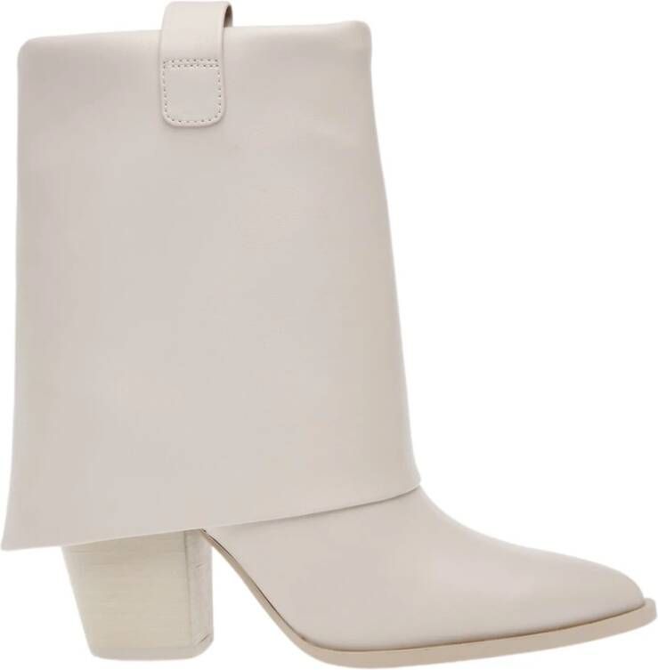 Steve Madden Lark Ivory Vierkante Neus Enkellaarsjes met Hak Beige Dames