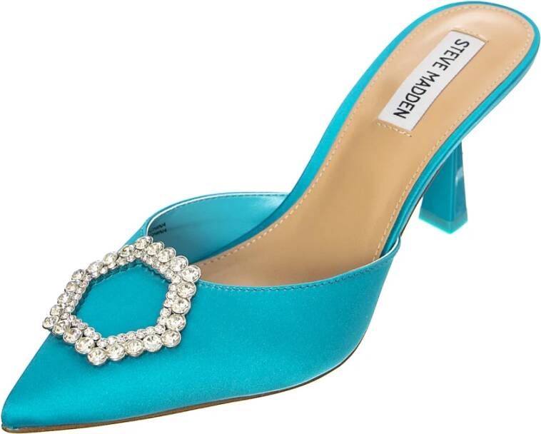 Steve Madden Stijlvolle Blauwe Satijnen Hakken Muiltjes Blauw Dames