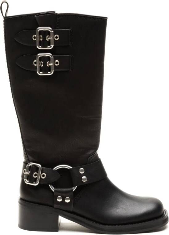 Steve Madden Zwarte Enkellaarzen Oosterse Stijl Black Dames