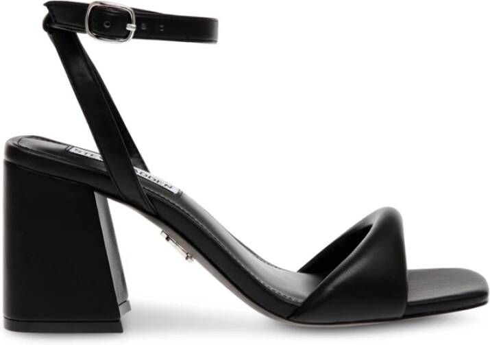 Steve Madden Zwarte Leren Enkellaarzen Black Dames