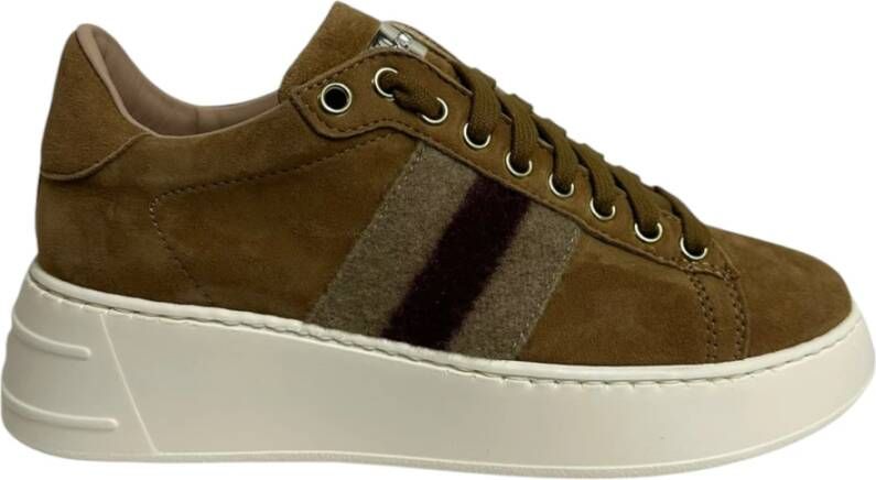 Stokton Beige en Bordeaux Suède Sneakers Brown Dames