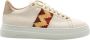 Stokton Beige Leren Sneaker met Jute Detail White Dames - Thumbnail 1