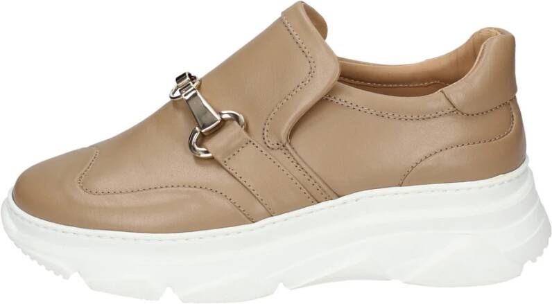 Stokton Leren Damessneakers Beige Dames