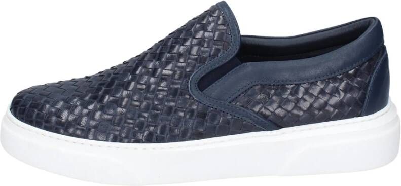 Stokton Leren Slip-On Sneakers voor Mannen Blue Heren