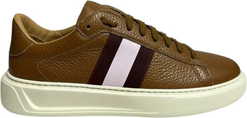 Stokton Leren Sneakers met Elastische Zijde 4cm Rubberen Zool Brown Heren