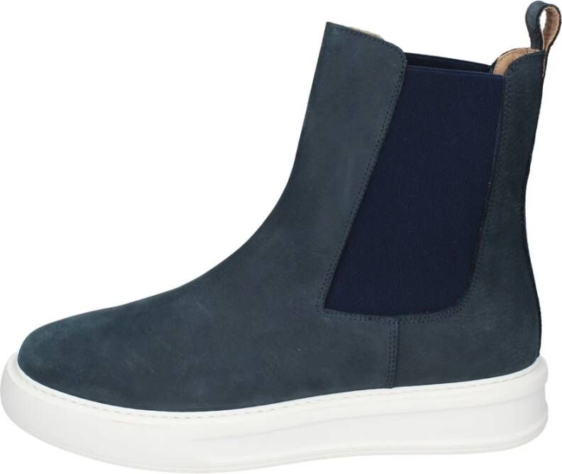 Stokton Nubuck Leren Enkellaarzen Mannen Blue Heren