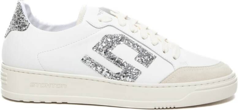 Stokton Witte Veterschoenen van Leer White Dames