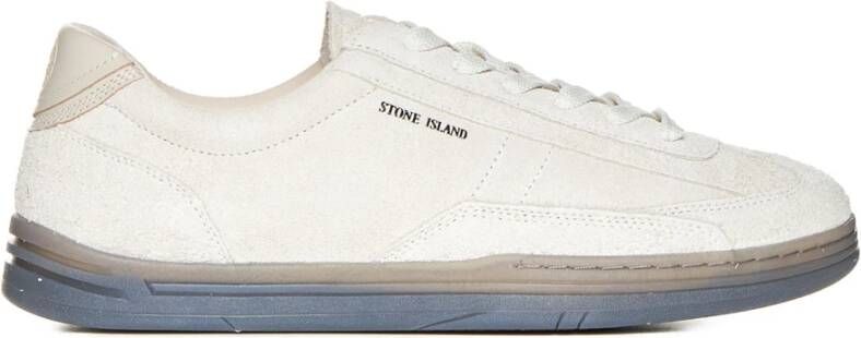 Stone Island Beige Suède Sneakers met Logo Detail Beige Heren