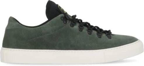 Stone Island Groene Suède Sneakers Ronde Neus Green Heren