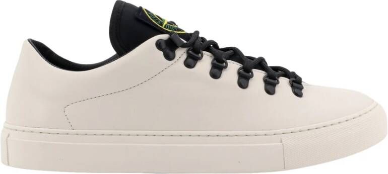 Stone Island Leren Logo Patch Sneakers White Heren