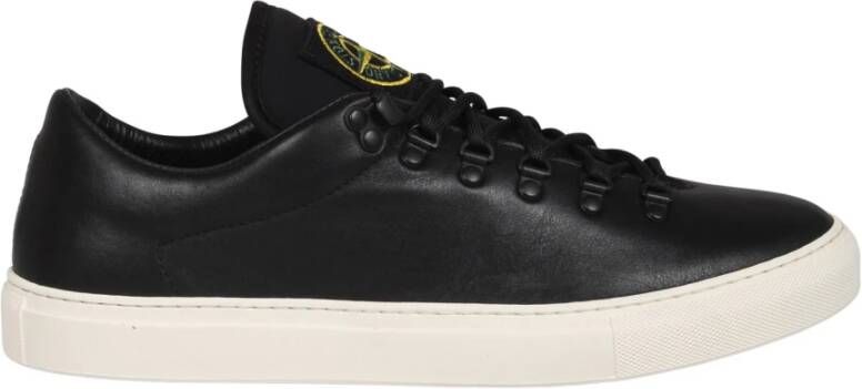 Stone Island Leren Vetersneakers Fw24 Black Heren