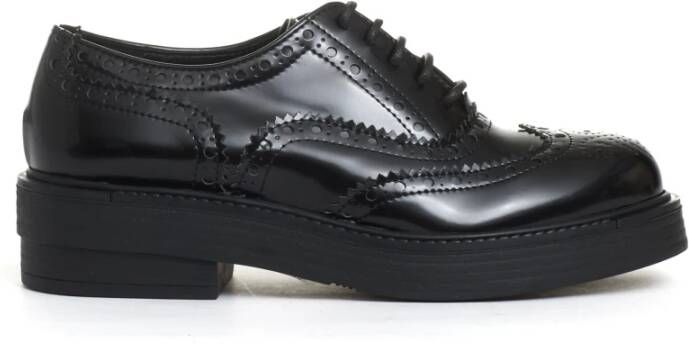 Strategia Zwarte Leren Brogue Veterschoenen Black Dames