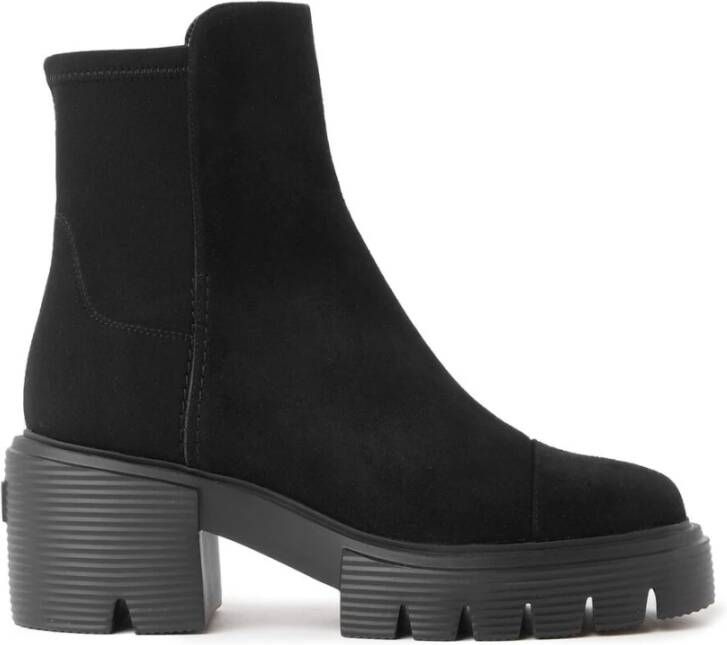 Stuart Weitzman Zwarte suède en stoffen 5050 Soho enkellaarzen Black Dames