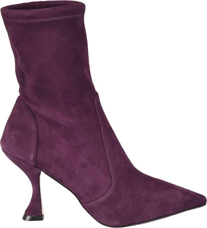 Stuart Weitzman Aubergine Enkellaarzen voor Dames Purple Dames