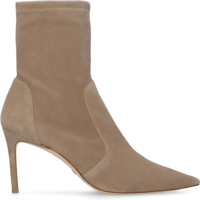 Stuart Weitzman Beige Suède Enkellaarzen Beige Dames