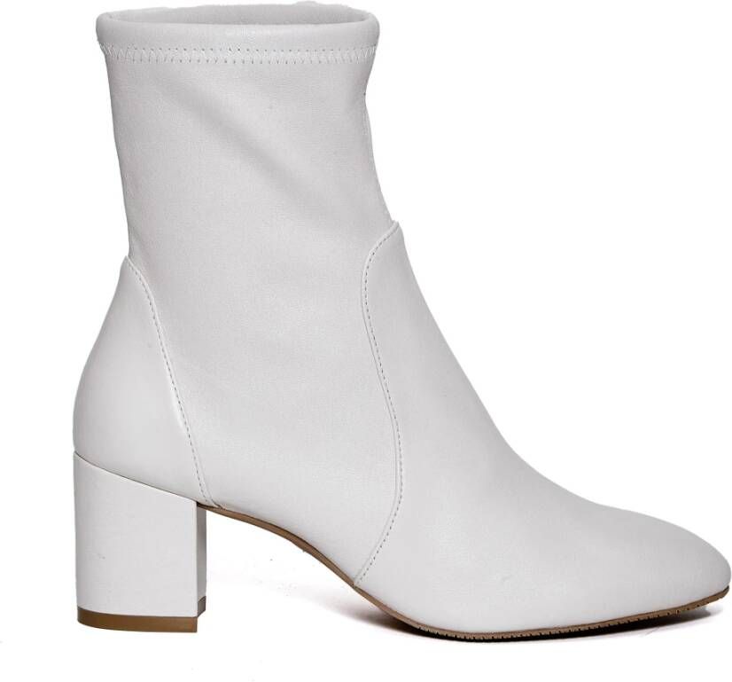 Stuart Weitzman Beige Suède Enkellaarzen Elegante Stijl White Dames