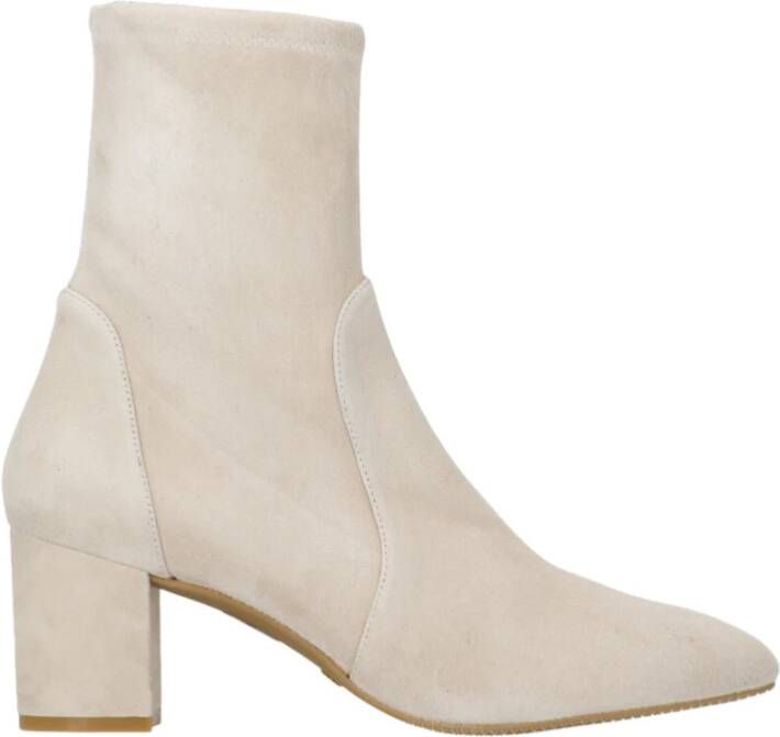 Stuart Weitzman Beige Suède Leren Enkellaarzen Beige Dames