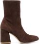 Stuart Weitzman Bruine Suède Enkellaarzen Flareblock Brown Dames - Thumbnail 1