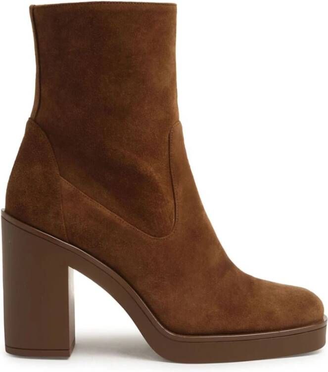 Stuart Weitzman Bruine Enkellaarzen Luxe Comfort Stijl Brown Dames