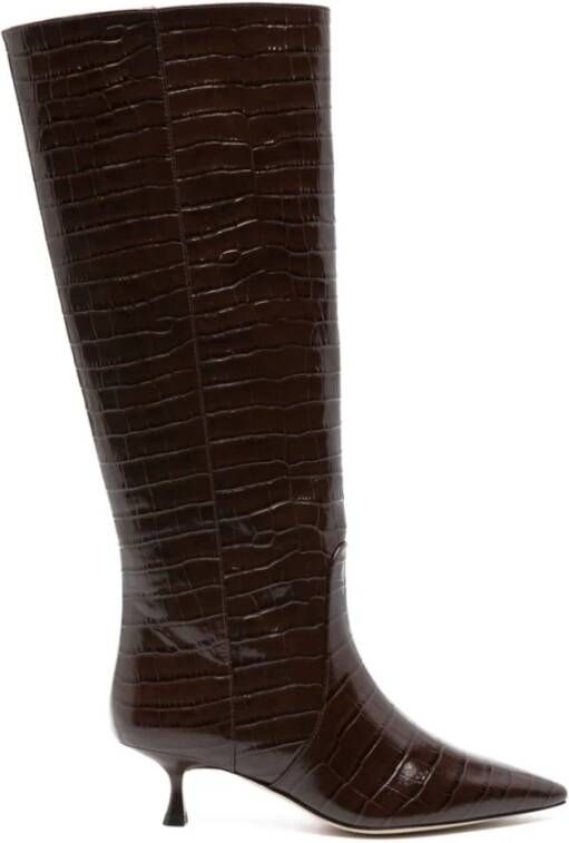 Stuart Weitzman Bruine Krokodil-Effect Naomi Hoge Laarzen Brown Dames