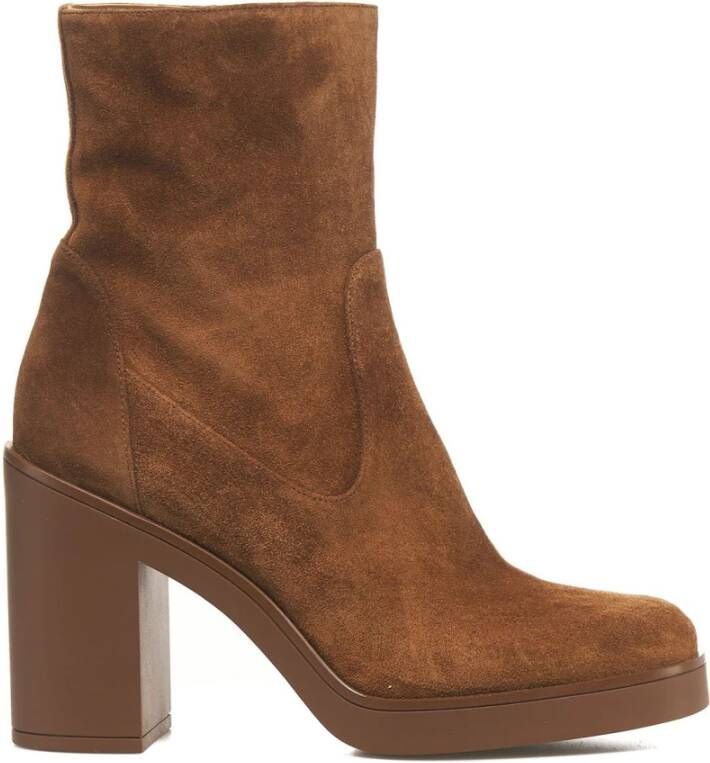 Stuart Weitzman Bruine Suède Rits Enkellaarzen Brown Dames