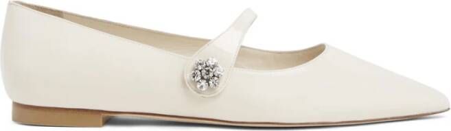 Stuart Weitzman Crystal Fleur Mary Jane Beige Dames