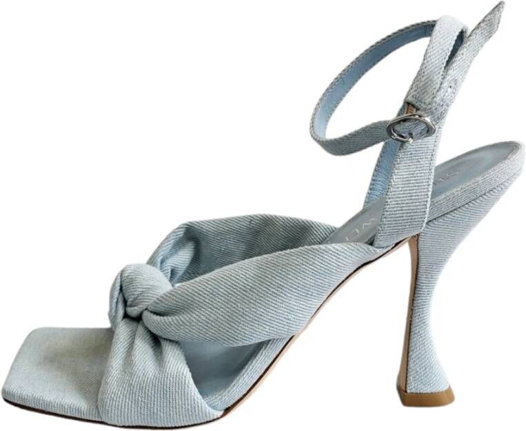 Stuart Weitzman Denim Enkelband Knoop Sandalen Blue Dames