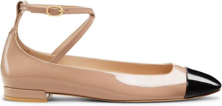 Stuart Weitzman Eden Strap Flat Beige Dames